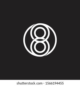 number 8 linked overlapping circles logo vector