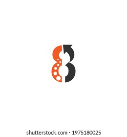 Number 8 logo with arrow icon design vector template