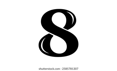 number 8 logo, black isolated silhouette