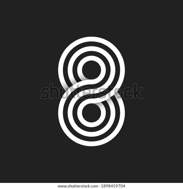 Number 8 logo with black and white\
background. Vector\
illustration.