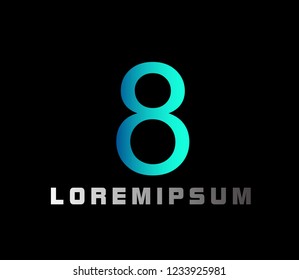 number 8 logo with deep philosophy for technology startup company. number 8 logo design has mean elegant, infinity and luxury for company sign