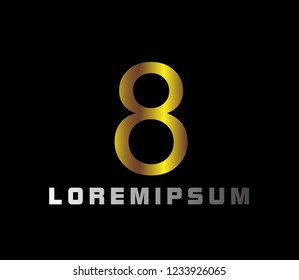 number 8 logo with deep philosophy for technology startup company. number 8 logo design has mean elegant, infinity and luxury for company sign