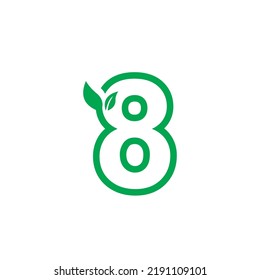 number 8 logo design with the concept of nature. number 8 logo with leaf decoration. suitable for health logo, nature logo, business, product, company, etc