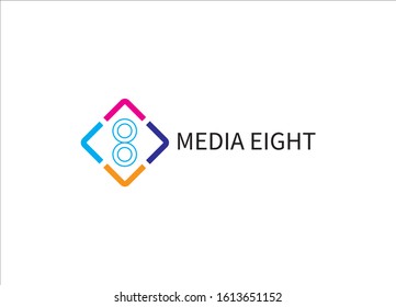Number 8 logo design and vector
