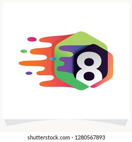 Number 8 Logo with Hexagon Intersection. Fast Speed Media Logo Design. Icon Design