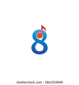 Number 8 logo icon combined with note musical design template