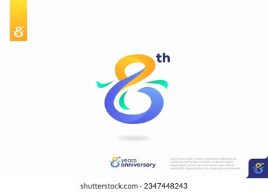 Number 8 logo icon design, 8th birthday logo number, anniversary 8