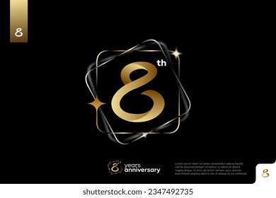 Diseño del icono del logo número 8, número del logotipo de octavo cumpleaños, aniversario 8
