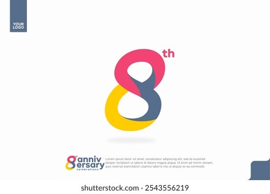 Number 8 logo icon design, 8th birthday logo number, anniversary 8