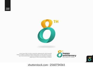 Number 8 logo icon design, 8th birthday logo number, anniversary 8