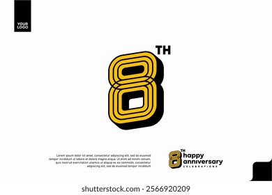 Number 8 logo icon design, 8th birthday logo number, anniversary 8