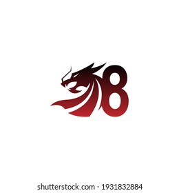 Number 8 logo icon with dragon design vector illustration