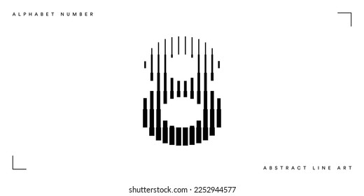 Number 8 Logo Icon Geometric Vertical Stripe Lines