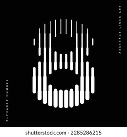 Number 8 Logo Icon Geometric Vertical Stripe Lines
