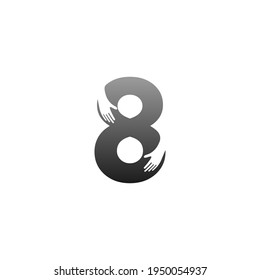 Number 8 logo icon with hand design symbol template vector