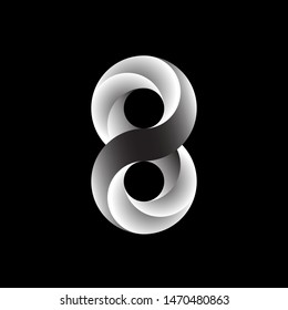 Number 8 logo on black background.