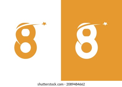 Number 8 logo with star concept. Logo for anniversary or vector element