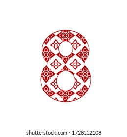 number 8 Logo Template Design made from line thai art pattern.