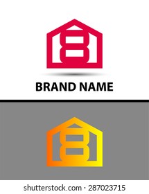 Number 8 logo. Vector logotype design with house icon
