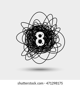 Number 8 logo. Vector logotype design. Icon with number isolated on gray background. Logo on a black background.