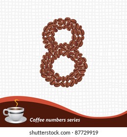 Number 8 made of coffee beans vector set