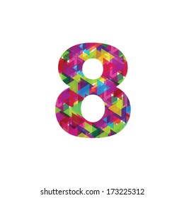 Number 8  made from colorful triangle