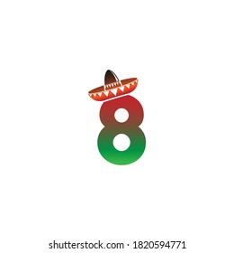 Number 8 Mexican hat concept design illustration