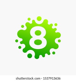 Number 8 with molecule Logo design. Lab Logo Design Element , Design Vector with Dots. - VECTOR