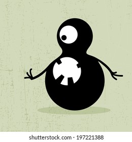 Number 8 Monster on grunge background. vector illustration