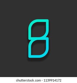 Number 8, numeral, eight. Colorful logo concept with soft shadow on dark background. Icon color of azure ocean