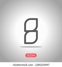 Number 8, numeral, eighth. Icon under spotlight. Gray background