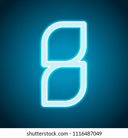 Number 8, numeral, eighth. Neon style. Light decoration icon. Bright electric symbol