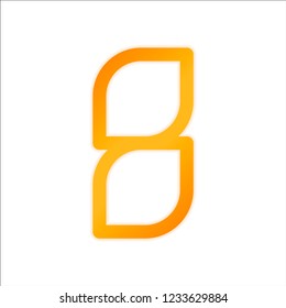 Number 8, numeral, eighth. Orange sign with low light on white background