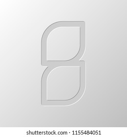 Number 8, numeral, eighth. Paper design. Cutted symbol. Pitted style