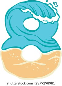 Número 8 Números temáticos de Ocean Waves Beach