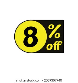 Nummer 8 % Rabatt, Rabatt für Geschäfte, Rabattsymbole auf Websites in Gelb und Schwarz, Original-Kunst.