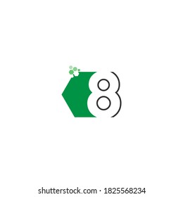 Number 8 on hexagon icon design concept