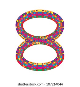 Number 8 on white background from colorful graphic letter collection, Vector Illustration