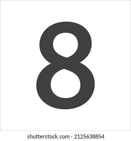 Nummer 8 auf weißem Hintergrund. Nummer 8