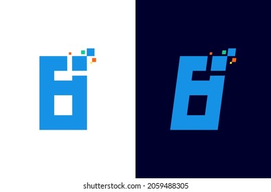 Diseño de logotipo de 8 píxeles. Número digital ocho elementos