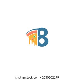 Number 8 with pizza icon logo vector template