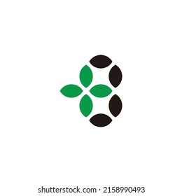 Number 8, plus, leaves geometric symbol simple logo vector