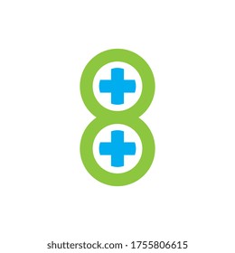 Number 8 with Plus logo design vector