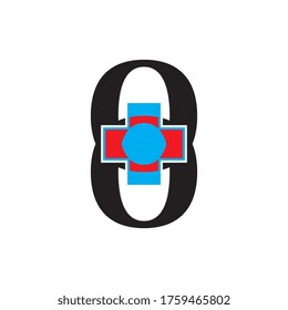 Number 8 with Plus logo design vector