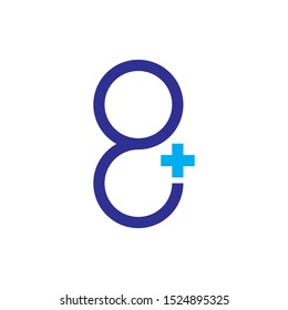 Number 8 Plus medical logo design vector