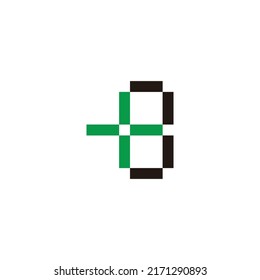 Number 8 plus, square geometric symbol simple logo vector