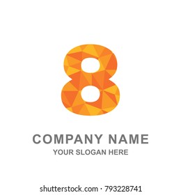 Number 8 Polygonal Style Logo Vector Illustration