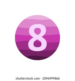 number 8 with purple circle gradient vector design template in white background.