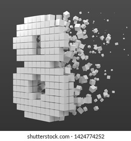 number 8 shaped data block. version with white cubes. 3d pixel style vector illustration. suitable for blockchain, technology, computer and abstract themes.