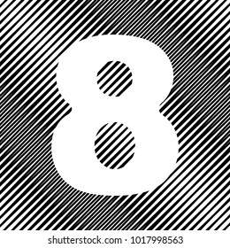 Number 8 sign design template element. Vector. Icon. Hole in moire background.